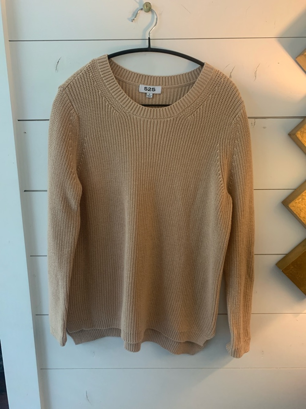 525 America Soft Ribbed Crewneck Sweater in Camel Tan